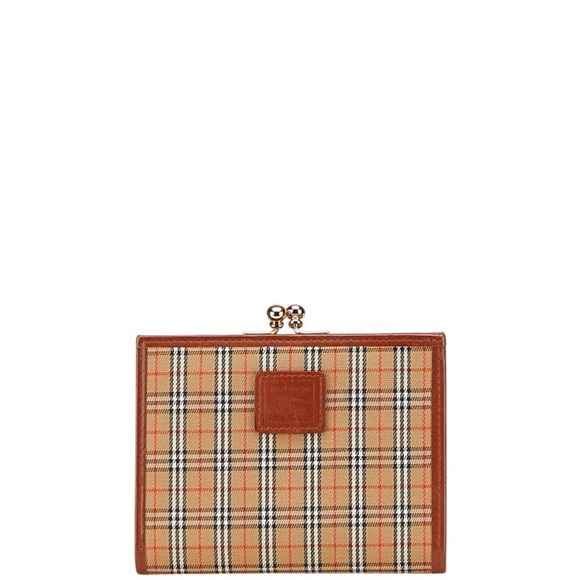 Burberry Nova Check Bifold Wallet Brown Canvas and Leather Women's BURBERRY - Picture 1 of 9